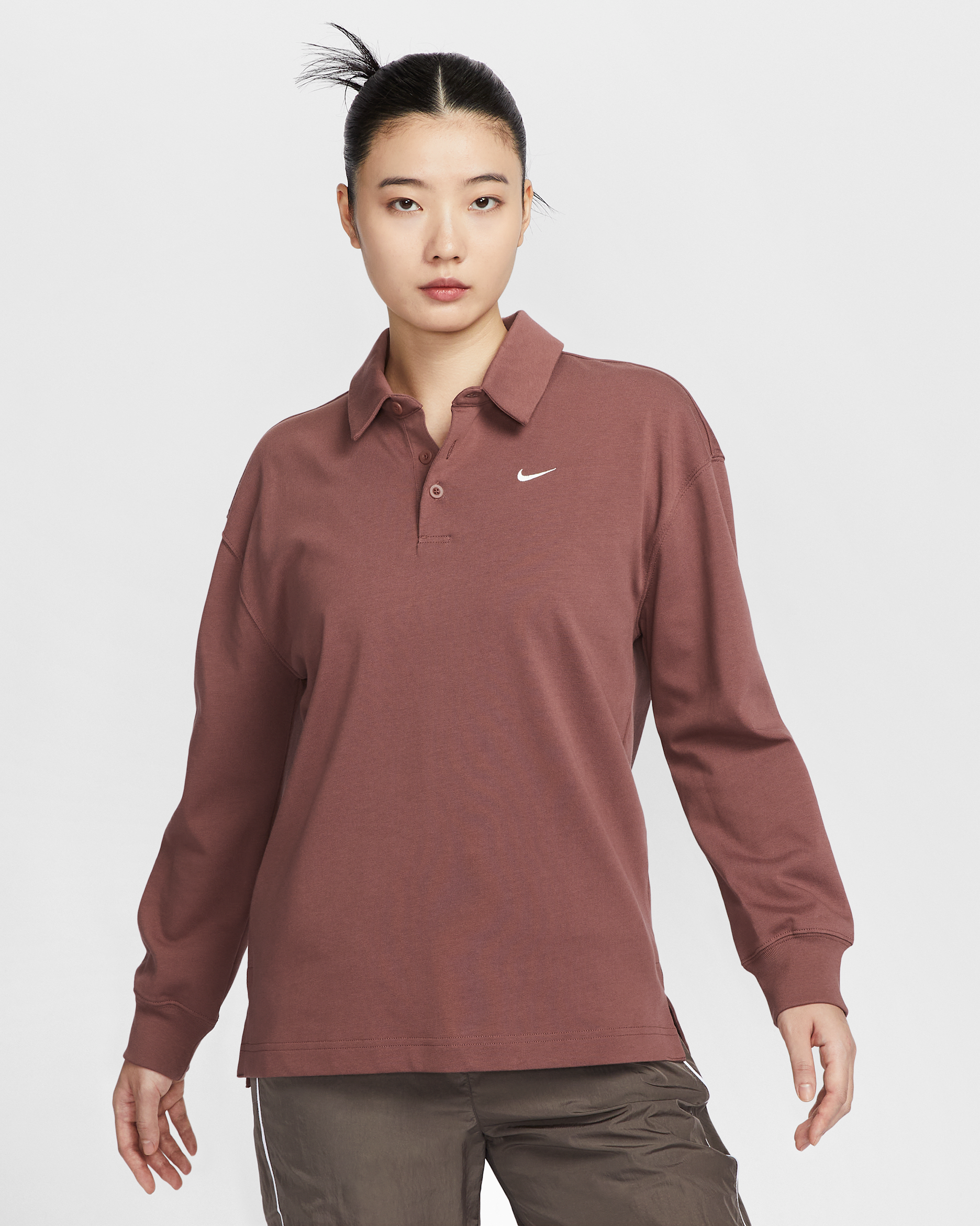 Nike Sportswear Essential Women's Oversized Long-Sleeve Polo. Nike SG